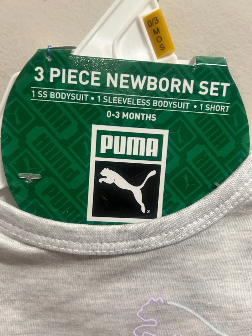 Puma Baby Gray and Lavender Logo Bodysuit Set - Picture 2 of 7